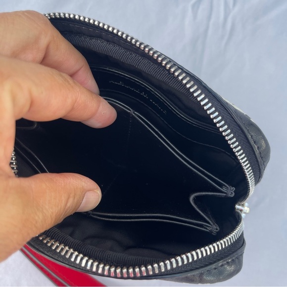 Alexander Wang Fumo Black White Red Embossed Leather Wristlet Zip Around Wallet - Picture 17 of 17